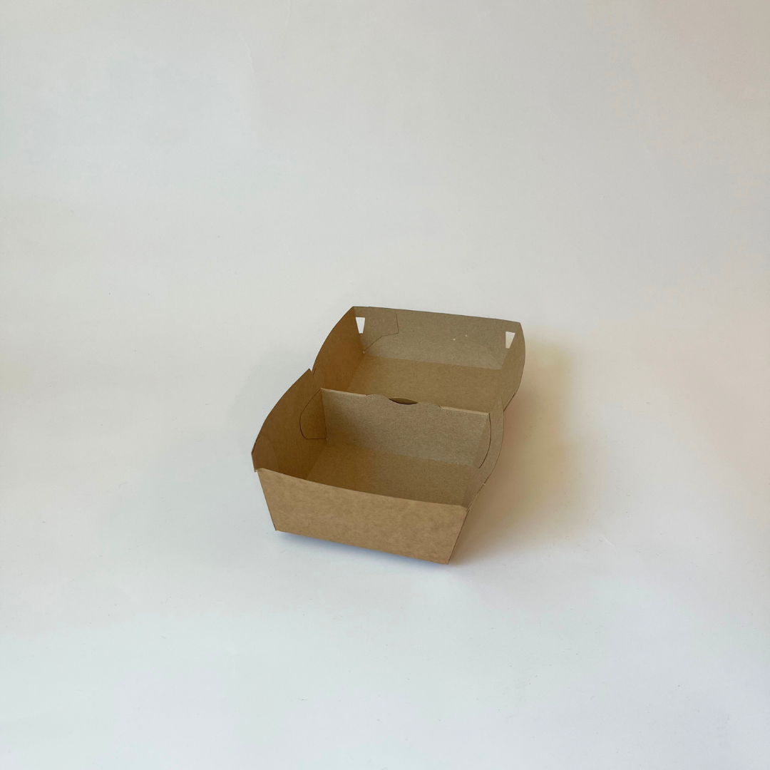 Kartonkinen hampurilaisrasia ruskea 115x115x78mm, (200kpl/ltk)
