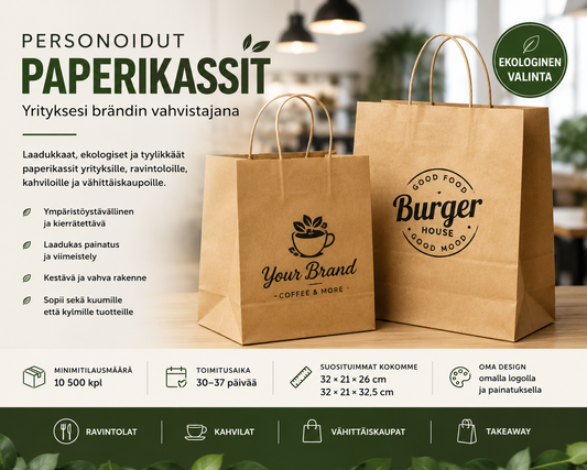 Personoidut Paperikassit Omalla Painatuksella