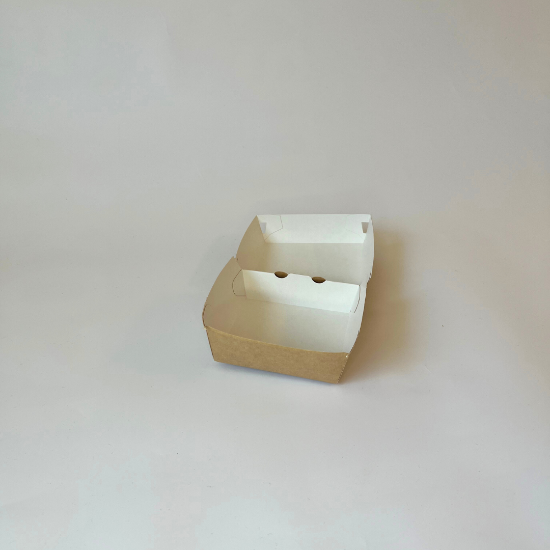 Kartonkinen hampurilaisrasia ruskea 90x90x70mm, (200kpl/ltk)