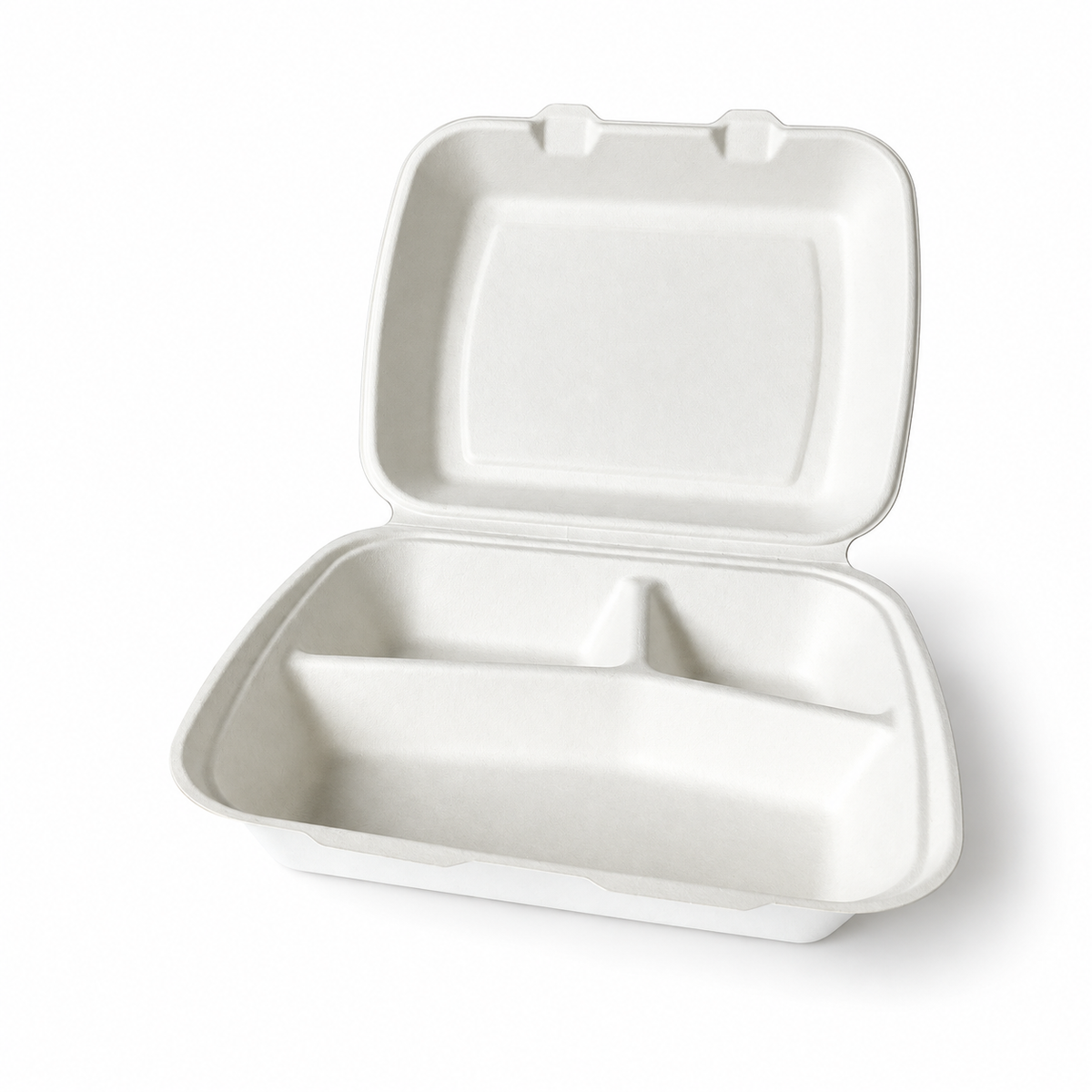 3-compartment bagasse meal container, 100 pcs