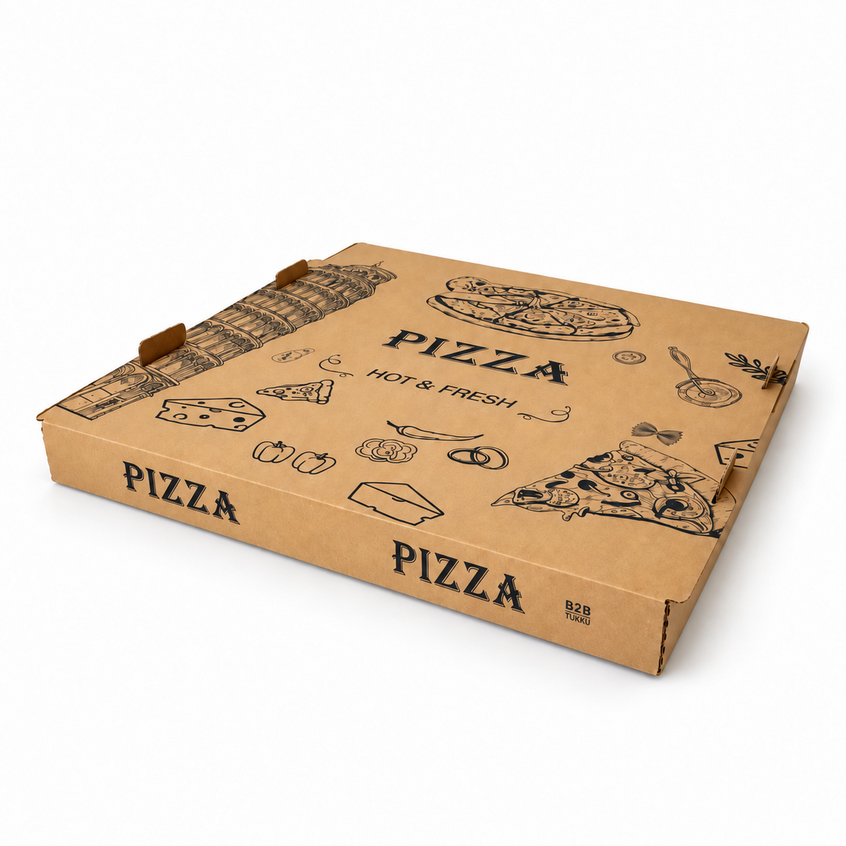 HOT&FRESH DESIGN 32×32×3,5 cm pizzalaatikko (100 kpl)