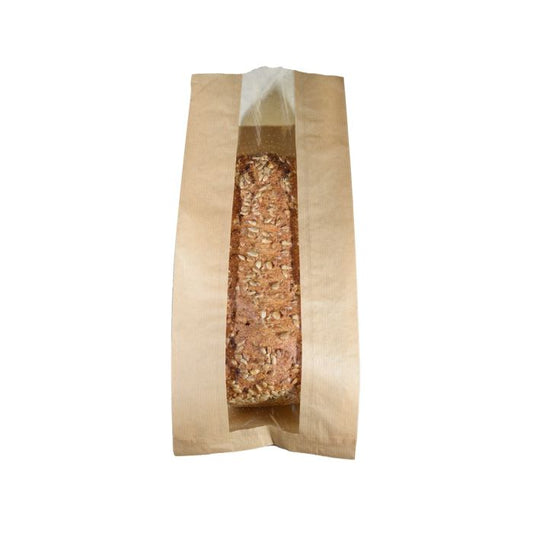 Leipäpussi ruskea 20X7,5X34 selluikkunalla, (500kpl/ltk)